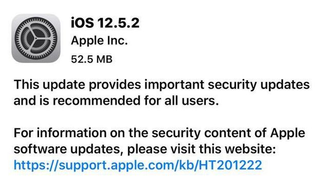 崇明苹果手机维修分享iOS12.5.2发布，建议所有老苹果用户安装 